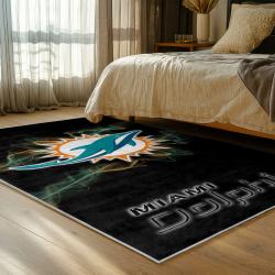 nfl miami dolphins area rug non slip football carpet home decor gift idea for fans bedroom md61