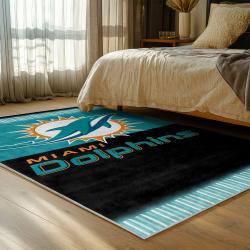 nfl miami dolphins area rug non slip football carpet home decor gift idea for fans bedroom md64