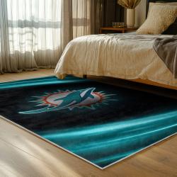 nfl miami dolphins area rug non slip football carpet home decor gift idea for fans bedroom md65