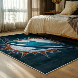 nfl miami dolphins area rug non slip football carpet home decor gift idea for fans bedroom md66