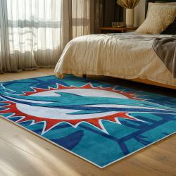nfl miami dolphins area rug non slip football carpet home decor gift idea for fans bedroom md69