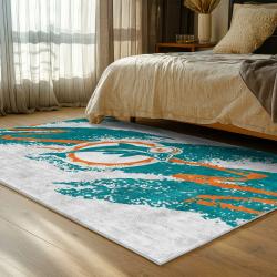 nfl miami dolphins area rug non slip football carpet home decor gift idea for fans bedroom md71