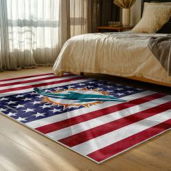 nfl miami dolphins area rug non slip football carpet home decor gift idea for fans bedroom md78