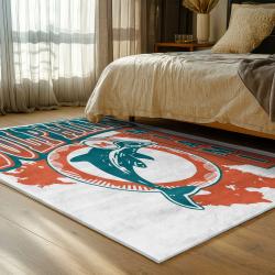 nfl miami dolphins area rug non slip football carpet home decor gift idea for fans bedroom md79