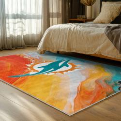 nfl miami dolphins area rug non slip football carpet home decor gift idea for fans bedroom md82