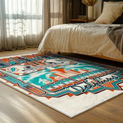 nfl miami dolphins area rug non slip football carpet home decor gift idea for fans bedroom md83