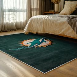 nfl miami dolphins area rug non slip football carpet home decor gift idea for fans bedroom md85