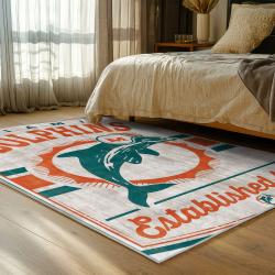 nfl miami dolphins area rug non slip football carpet home decor gift idea for fans bedroom md93