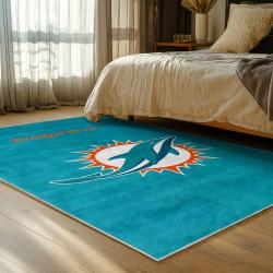 nfl miami dolphins area rug non slip football carpet home decor gift idea for fans bedroom md94