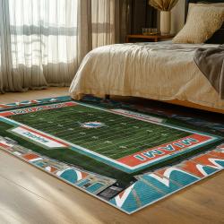 nfl miami dolphins area rug non slip football carpet home decor gift idea for fans bedroom md96