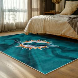 nfl miami dolphins area rug non slip football carpet home decor gift idea for fans bedroom md98