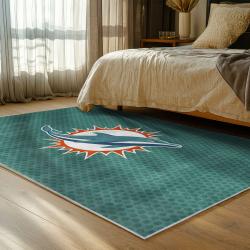 nfl miami dolphins area rug non slip football carpet home decor gift idea for fans bedroom md99