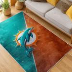 nfl miami dolphins area rug non slip football carpet home decor gift idea for fans living room md102