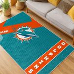 nfl miami dolphins area rug non slip football carpet home decor gift idea for fans living room md105