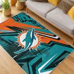 nfl miami dolphins area rug non slip football carpet home decor gift idea for fans living room md114