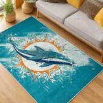nfl miami dolphins area rug non slip football carpet home decor gift idea for fans living room md117