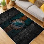 nfl miami dolphins area rug non slip football carpet home decor gift idea for fans living room md119