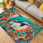 nfl miami dolphins area rug non slip football carpet home decor gift idea for fans living room md121