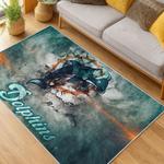 nfl miami dolphins area rug non slip football carpet home decor gift idea for fans living room md130