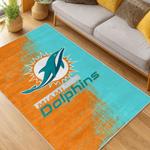 nfl miami dolphins area rug non slip football carpet home decor gift idea for fans living room md132