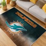 nfl miami dolphins area rug non slip football carpet home decor gift idea for fans living room md137
