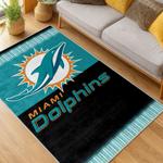 nfl miami dolphins area rug non slip football carpet home decor gift idea for fans living room md64