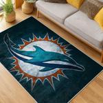 nfl miami dolphins area rug non slip football carpet home decor gift idea for fans living room md66