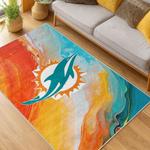 nfl miami dolphins area rug non slip football carpet home decor gift idea for fans living room md82