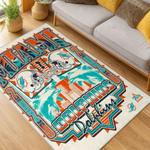 nfl miami dolphins area rug non slip football carpet home decor gift idea for fans living room md83