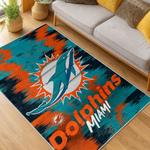 nfl miami dolphins area rug non slip football carpet home decor gift idea for fans living room md90