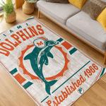 nfl miami dolphins area rug non slip football carpet home decor gift idea for fans living room md93