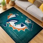 nfl miami dolphins area rug non slip football carpet home decor gift idea for fans living room md97