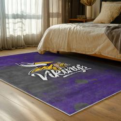 nfl minnesota vikings area rug non slip football carpet home decor gift idea for fans bedroom mv108