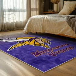 nfl minnesota vikings area rug non slip football carpet home decor gift idea for fans bedroom mv110