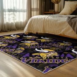 nfl minnesota vikings area rug non slip football carpet home decor gift idea for fans bedroom mv134