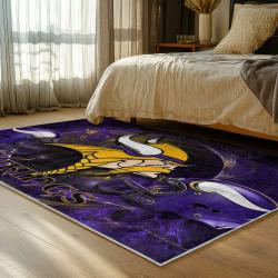 nfl minnesota vikings area rug non slip football carpet home decor gift idea for fans bedroom mv215