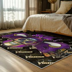 nfl minnesota vikings area rug non slip football carpet home decor gift idea for fans bedroom mv240