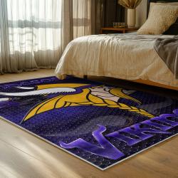 nfl minnesota vikings area rug non slip football carpet home decor gift idea for fans bedroom mv82