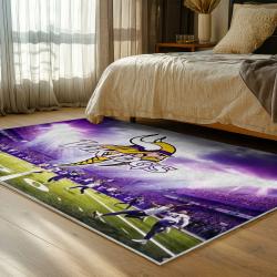 nfl minnesota vikings area rug non slip football carpet home decor gift idea for fans bedroom mv88
