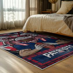 nfl new england patriots area rug non slip football carpet home decor gift idea for fans bedroom nep103