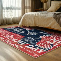 nfl new england patriots area rug non slip football carpet home decor gift idea for fans bedroom nep159