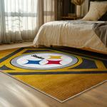 nfl pittsburgh steelers football team logo sport carpet area rug home decor bed room psw103