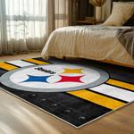 nfl pittsburgh steelers football team logo sport carpet area rug home decor bed room psw117