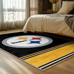 nfl pittsburgh steelers football team logo sport carpet area rug home decor bed room psw122