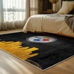 nfl pittsburgh steelers football team logo sport carpet area rug home decor bed room psw144