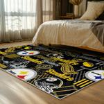 nfl pittsburgh steelers football team logo sport carpet area rug home decor bed room psw169