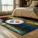 nfl pittsburgh steelers football team logo sport carpet area rug home decor bed room psw178