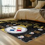 nfl pittsburgh steelers football team logo sport carpet area rug home decor bed room psw180
