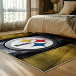 nfl pittsburgh steelers football team logo sport carpet area rug home decor bed room psw181