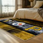 nfl pittsburgh steelers football team logo sport carpet area rug home decor bed room psw186